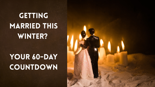 Wedding couple cake topper with candles - 60-day countdown for a winter wedding