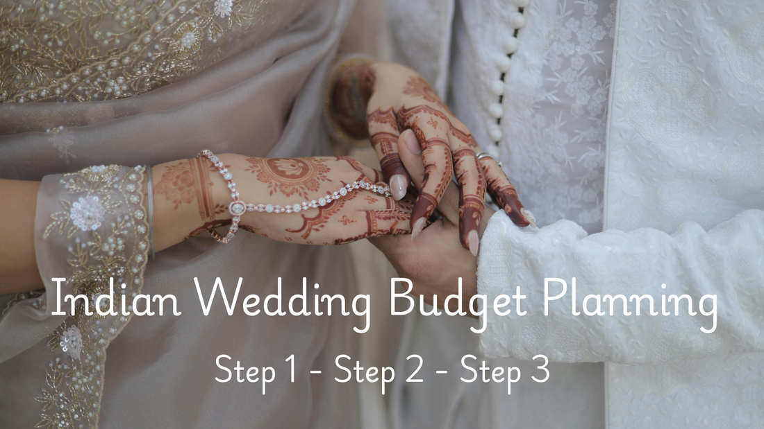 Indian bride and groom holding hands - simple 3-tier Indian wedding budget planning